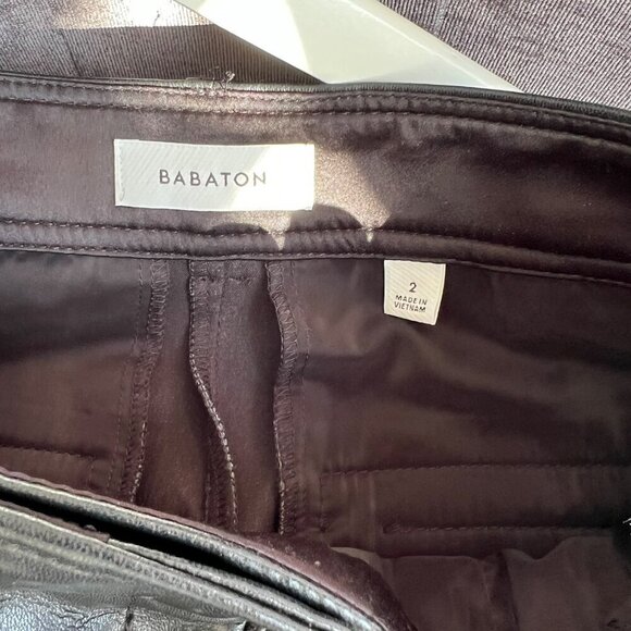 Babaton  faux leather Pleated wide legs pants, Black, Size 2 K44 - Picture 10 of 12